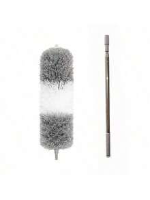 2pcs Grey Microfiber Duster With Telescopic Handle, Bendable And Washable Feather Duster, Adjustable Stainless Steel Pole Dusting Cleaner, Suitable For High Ceilings, Blinds, Furniture And Home Cleaning - Static Electricity - View 10