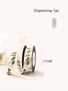 4.5m Vintage Holly Print Ribbon, Suitable For Gift Wrapping, Holiday Party Celebration Bow Decoration, Also For Sewing DIY Handmade Crafts - A - View 8