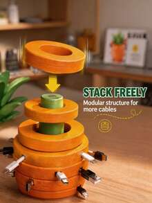 Pineapple Cable Organizer Tray, Desktop Tidiness Assistant, Modular Segmented Design, Cable Management Organizer, Easily Store Multiple Data Cables, Home Desktop Decor, Office Use, Gaming Desk, Neat Cable Storage, Gift Recommendation, Birthday Gift, Couples, Friends, Classmates, Family Gift, Party Gift - Multicolor - View 3