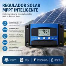 1pc 30A MPPT Solar Charge Controller, 12V/24V Solar Panel Smart Regulator With Adjustable LCD Display, Dual USB Ports And Automatic Parameter Timer - A - View 1