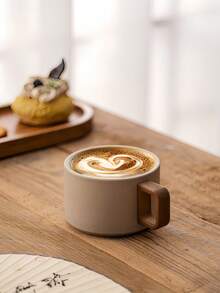 Vintage Country Style Stoneware Coffee Cup Set With Bread Plate And Wooden Tray, Mid-Century Ceramic Breakfast Cup, Suitable For Croissants, Toast, Oatmeal, Single Person Morning Ritual, Handmade Pottery Gift, Home Bistro Style - Multicolor - View 15
