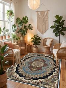 Digitally Printed Non-Slip Washable Runner And Area Rug Living Room Carpet, Modern Design | Modern, Scandinavian, Bohemian And Classic Styles | 100% Polyester - Blue - View 4