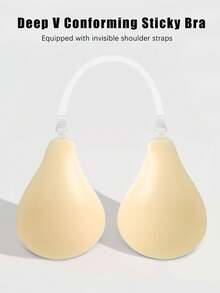 1pc Women's Strapless Backless Lift Bra, Silicone Material, Invisible Shoulder Straps, Suitable For Wedding Dress - Multicolor - View 11