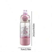 610ML Cute Water Cup For Kids, Summer School Straw Dual-Drinking Cup, Portable Plastic Water Bottle For Elementary Students - Multicolor - View 12