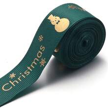 5 Yards/Roll 2.5cm Polyester Christmas Series Gold Foil Ribbon Bows Flowers Gift Packaging Material Christmas Ribbon For Flowers Cakes Christmas Tree Decoration Ribbed Ribbon DIY Decoration Packaging Gifts Party Holiday Supplies - Webbing - View 18