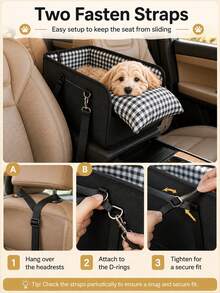 Kursi Mobil untuk Anjing Peliharaan - Kursi Mobil Hewan Peliharaan Lipat dengan Penopang Sabuk Pengaman dan Desain Anti-Selip - Kursi Portabel yang Dapat Menambah Tinggi dengan Bantalan dan Rangka Kokoh, Cocok untuk Anjing Kecil hingga 11 lbs, untuk SUV, Sedan, Van - Aksesori Konsol Tengah - MultiWarna - View 7