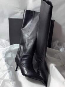 Women's Over-The-Knee Tall Boots, New Autumn/Winter Style, Slimming High Heel Chunky Heel Wedge Heel Fold-Down Boots - Black - View 2