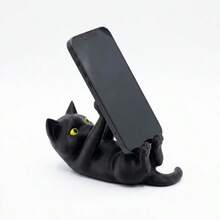 3D Printed Black Cat Shaped Tiltable Phone Stand, Cute Cat Shaped Desktop Smartphone Holder, Suitable For Office, Bedroom And Dining Table Decoration, Applicable For Multiple Occasions - A - View 9