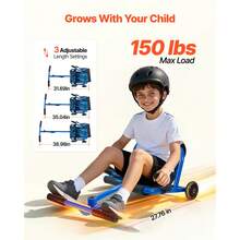 Ride On Scooter 150 Lbs Swing Side-To-Side For Amazing Riding Blue, For Ages 4+, Powered By Zig-Zag Motion, Ride On Toy With 3 Adjustable Length, Brake Lever, Hard Surface Indoor & Outdoor - Blue - View 5