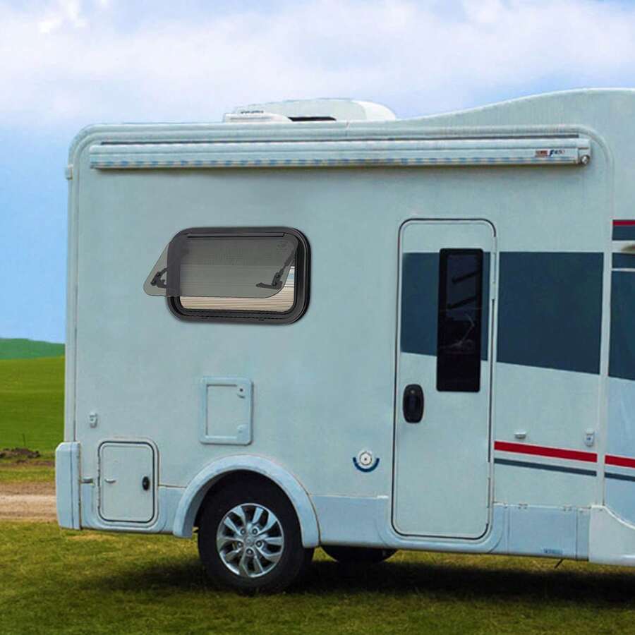 Wohnmobilfenster Ausstellfenster inkl. Verdunklung Seitenfenster, Wohnwagen Fenster 85° RV Externes Push Fenster, Klappbares Ausstellfenster Camper (500x300mm) - 500x300mm-Runde Ecke - Übersicht 1