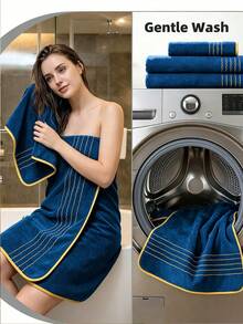2/6pcs|Gold Embroidered Towel Set - Microfiber - Soft & Comfortable - Absorbent - Suitable For Bathroom, Home Decor, Travel, Beauty Salon, Gift - Multicolor - View 6