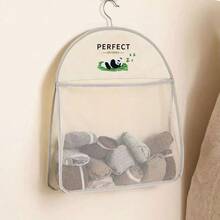 1pc Panda Print Hanging Mesh Storage Bag, Multi-Compartment Wall-Mounted Organizer, Breathable Mesh Fabric, Can Store Underwear, Socks, Toys, Toiletries And Daily Necessities, Suitable For Wardrobe, Bathroom And Kitchen, Multi-Functional Portable Hanging Bag, Foldable And Space-Saving - Multicolor - View 9