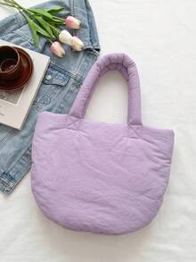 Pastoral Style New Large Capacity Handbag Commuter Cloud Bag - Purple - View 5