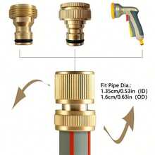 EU Standard Aluminum Hose Connector Set - 1/2'' & 3/4'' Tap Fitting + 1/2''(13-16mm) Quick Connect For Garden Pipes - A - View 4