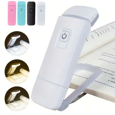 Portable LED Reading Light, USB Rechargeable Clip-On Bedside Book Light, 3-Mode Dimmable Eye-Protection Night Light, Portable Travel Light, Dedicated Bookmark Reading Light For Books, Ideal Gift For Book Lovers And Students (4 Colors Available)