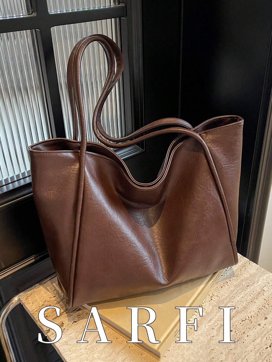 Large Capacity Women's Tote Bag, New Handbag, High-End Soft Large Capacity Bag, Niche Design Shoulder Bag, College Student Commuter Bag