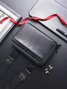 SHABILI Men's Shoulder Bag, Business Casual Versatile Practical Crossbody Bag, Large Capacity Multi-Compartment Portable Everyday Bag - Black - View 11