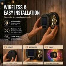 Mandala Solar Fence Light, Outdoor Projection Wall Lamp, Colorful Mandala Theme Design LED Solar Light, Suitable For Garden, Patio And Stair Lighting, Yard, Backyard And Front Door Decoration, Christmas - Solar Projector Light - View 6