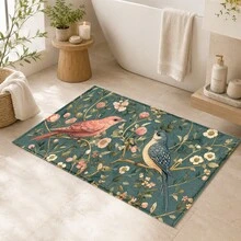1pc Vintage Floral & Bird Pattern Printed Faux Cashmere Kitchen Mat, Absorbent Kitchen Floor Mat, Kitchen Rug, Long Runner Mat, Sink Front Mat, Suitable For Kitchen, Bathroom, Entryway, Hallway, Laundry Room And Home Decor - Multicolor - View 8