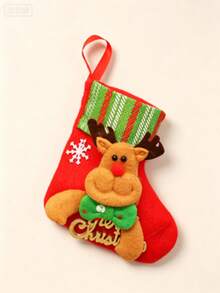 1pc Christmas Stocking, Hanging Gift And Candy Bag, Santa Claus Snowman Reindeer Bear Designs, For Home Decor Lovers, Fireplace Mantel And Christmas Tree Decoration, Holiday Party Favor, Festive Gift Wrap - Multicolor - View 18