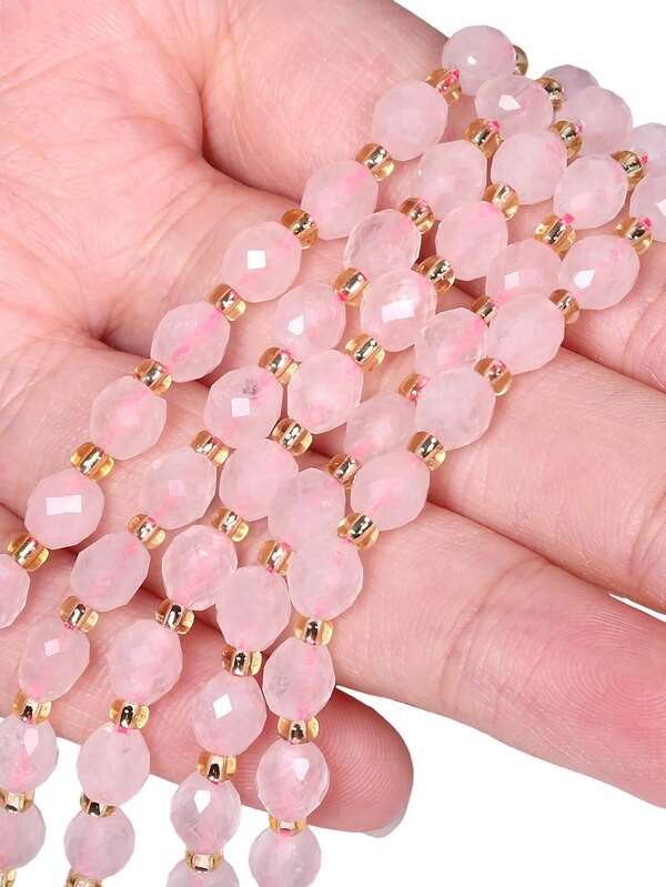 1 Strand 5x6mm Faceted Oval Shape Beads Rose Quartz Stone Beads For Jewelry Making Diy Beadings Accessories