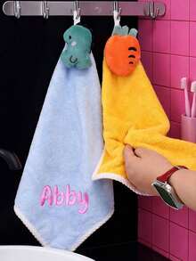 Custom Cute Cartoon Hand Towel With Name, Personalized Kitchen And Bathroom Hanging Towel, Home Decor, Soft For Daily Use, Mother's Day Or Father's Day Gift, 4-Color Customized Embroidered Name Towel, Practical And Fun, Aesthetic Home - Multicolor - View 4