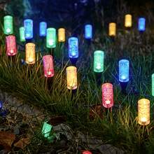 Solar Bubble Tube Stake Lights, Warm White LED, IP44 Waterproof Auto On‑Off, Outdoor Ground Plug Lamp For Garden Pathway Lawn Decor - Black - View 7