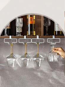 1/2/3pcs Under Cabinet Wine Glass Rack, Stemware Storage Rack, Kitchen Hanging Metal Glass Holder, Space-Saving, Easy Installation, Non-Slip, No-Drill Glassware Storage Rack, Suitable For Kitchen, Bar, Cafe - Multicolor - View 8