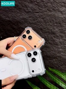 Koolife 1pc Magnetic Wireless Charging Clear Phone Case,Ins Minimalist Aesthetic,Niche Simple Design,TPU Back 4‑Corner Anti‑Drop Shockproof Protective Cover Compatible With Iphone 18 Pro Max 18Pro 17 17Pro 17Pro Max 16Pro 15Pro Max 13pro 15 14 14Pro 13 - Clear - View 5