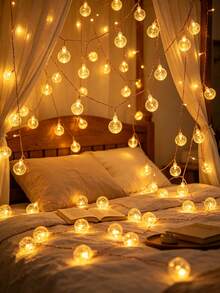 1 Peça Luzes de Natal LED 10/20/40/80 1,5/3/6/10m Luzes de Atmosfera para Camping ao Ar Livre Lâmpadas Pequenas Luzes para Toldo Tenda Barraca Luzes Coloridas Piscantes Céu Estrelado Luzes de Bola de Bolha Caixa de Bateria Luzes de Corda - Cordões de luzes de bolha - Visão 2