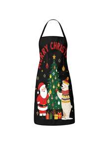 4pcs Christmas Cartoon Character Print Apron Set, Penguin Santa Snowman Elf Pattern Kitchen Cooking Baking Aprons For Holiday Party Home Decoration - Multicolor - View 5