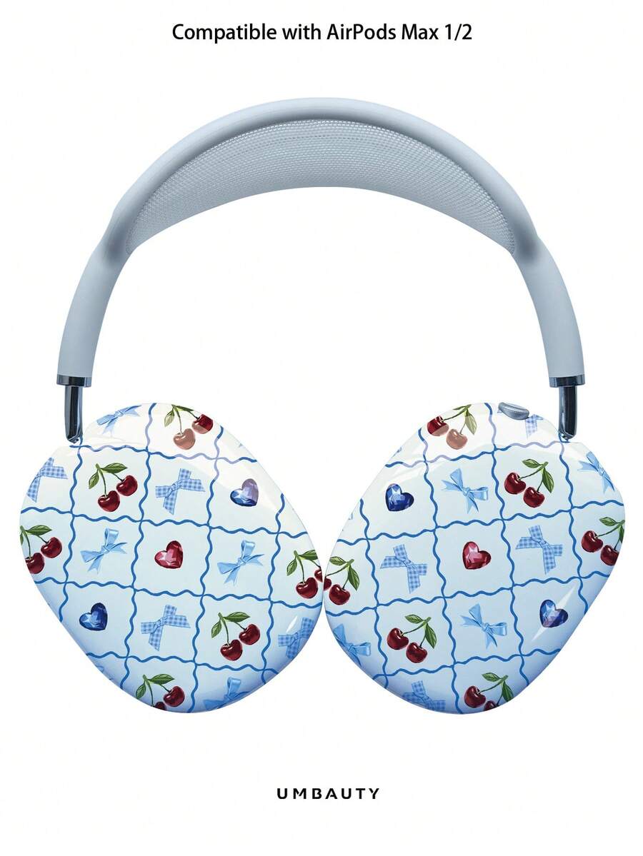GIIPPA Glossy Hard Ear Cup Protective Cover Heart Pattern Unisex Anti-Scratch Shell Compatible With AirPods Max 1/2 Oval Over-Ear Headphones For Daily Commute, Campus, Cafe, Travel, Picnic And Other Scenarios Matching Accessories - Red - View 1