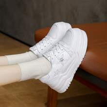 Women's Lace-Up Thick Sole Casual Shoes, Waterproof Design, Suitable For Daily Wear And Special Occasions, Ideal Gift Choice - White - View 7