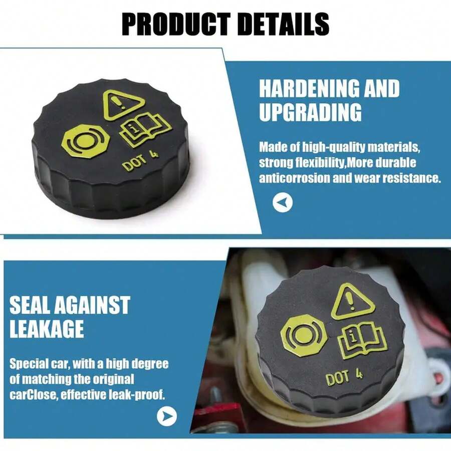 Car Brake Fluid Reservoir Caps Double-Layer Dustproof Brake Caps Replacement High-Density Brake Fluid Cover For Auto Motorcycle - 1 - View 1