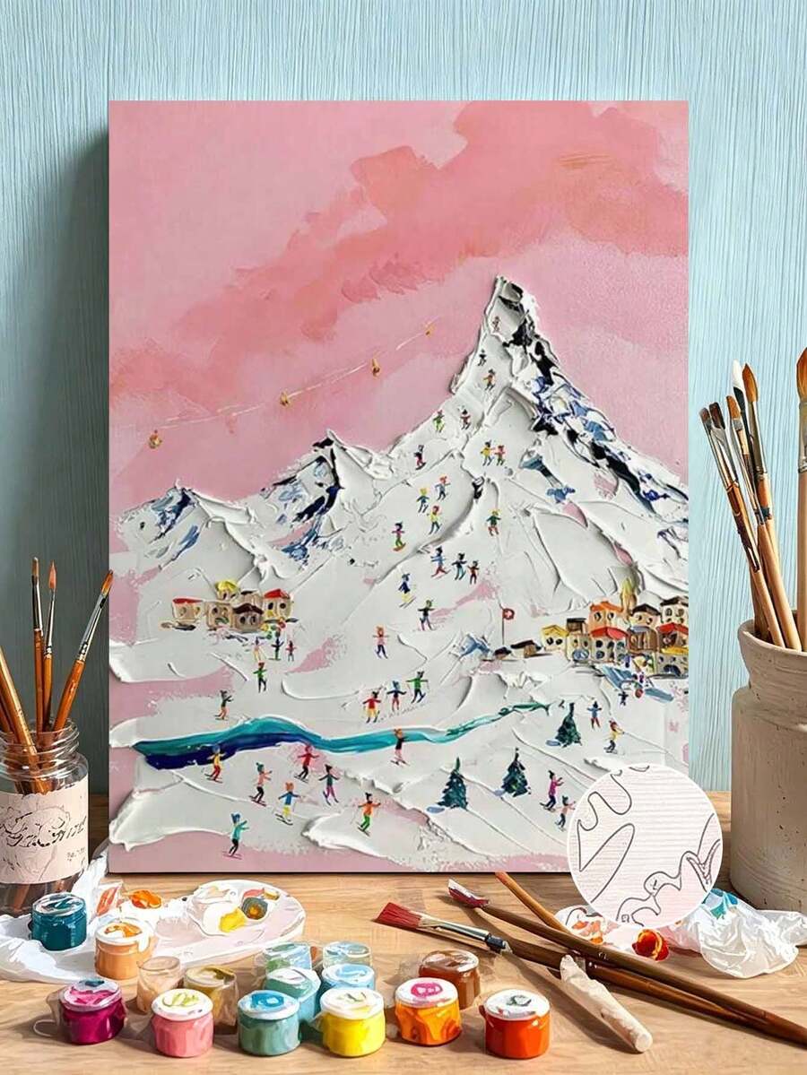 1 Set Lukisan Digital, Cocok Untuk Pemula, Gunung Salju - Set Pemula Dewasa, Hadiah Ulang Tahun, Hadiah Ulang Tahun Pernikahan, Hadiah Liburan, Dekorasi Rumah. - A - View 1