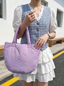 Pastoral Style New Large Capacity Handbag Commuter Cloud Bag - Purple - View 2
