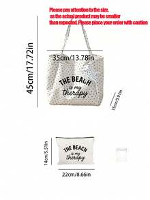 「Beach Therapy」圖案白色波點沙灘托特包套組，附星星吊飾，大容量可折疊，可愛多巴胺時尚托特包，適合購物包、旅行包、通勤包，理想用於海灘旅行、泳池派對、購物與日常使用，適合女性、旅行者與海灘愛好者，適合作為返校、度假與送禮之選 - 彩色 - 查看 13