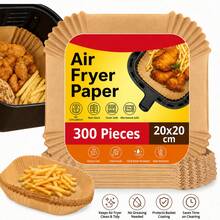 Air Fryer Paper Liners 20x20 Cm, Disposable Non-Stick Parchment Paper Inserts, Grease Resistant Baking Liners For Air Fryer, Oven, Microwave & Steamer - View 8