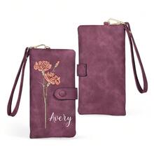 1 buah Dompet Bunga Kelahiran yang Dipersonalisasi, Dompet Panjang Kulit PU dengan Nama Kustom, Dompet Clutch Wanita dengan Resleting, Gaya Retro, Hadiah untuk Ibu, Istri & Teman - MultiWarna - View 16