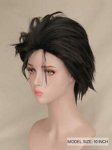 Short Cosplay Wig Men Male Black High 100% Temperature Fiber Synthetic Hair Wigs - Natural Black - View 2