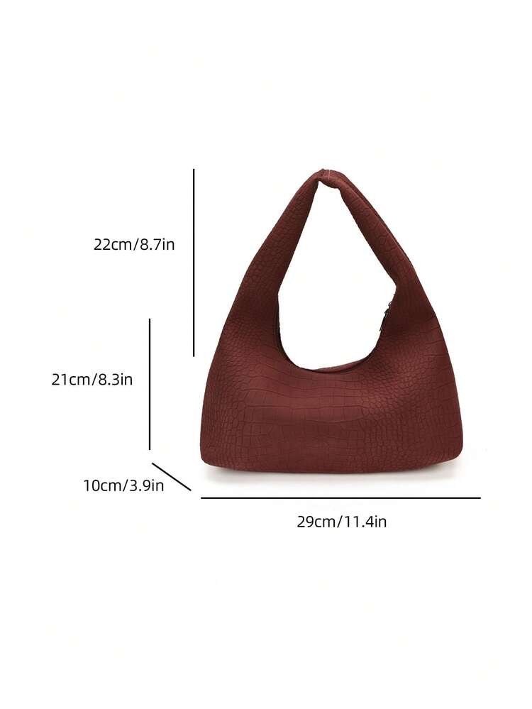 Casual Minimalist Large Capacity Lightweight Versatile Women's Shoulder Underarm Bag - Burgundy - View 9