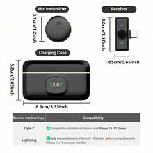 HITOZON Wireless Lavalier Microphone, Plug & Play Lapel Clip Mic With LED Display & Portable Charging Case, Noise Reduction, For Smartphone, Computer, Camera, Live Streaming, Vlogging, Podcasting, Content Creation - Black/Yellow - View 7