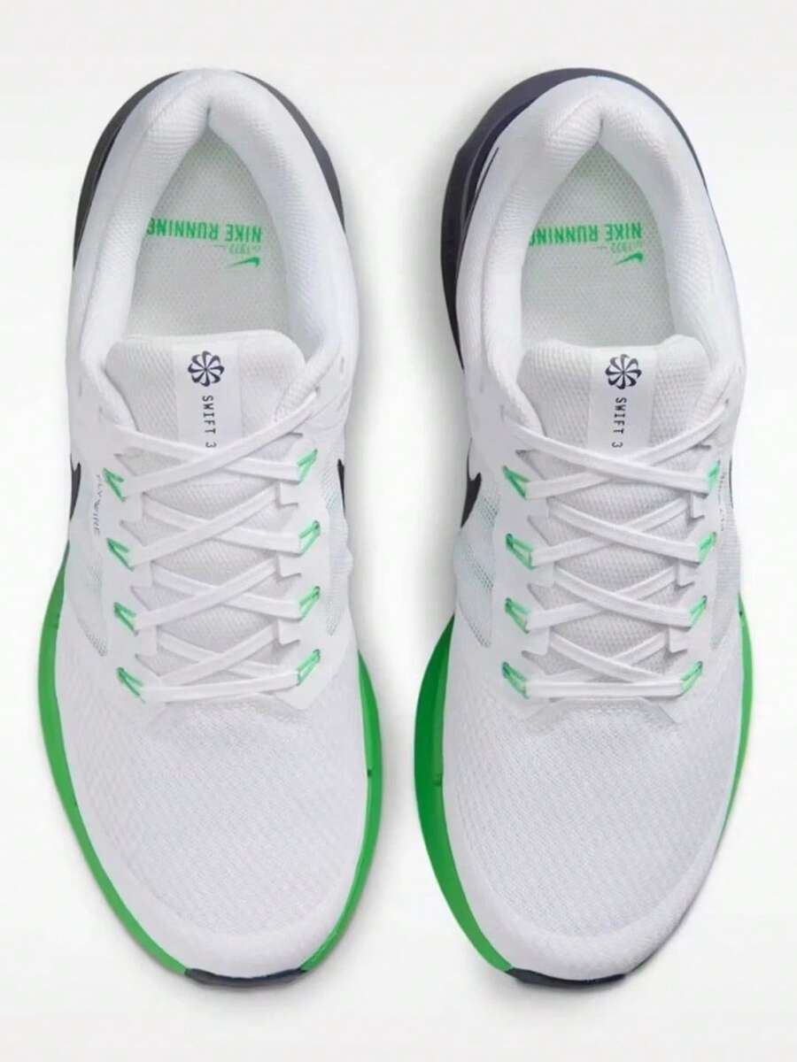 Nike Sepatu Olahraga Pria Run Swift 3 Terbaru: Sepatu Lari Kebugaran yang Empuk, Ringan, dan Bernapas - Putih/Hitam Hijau - View 1