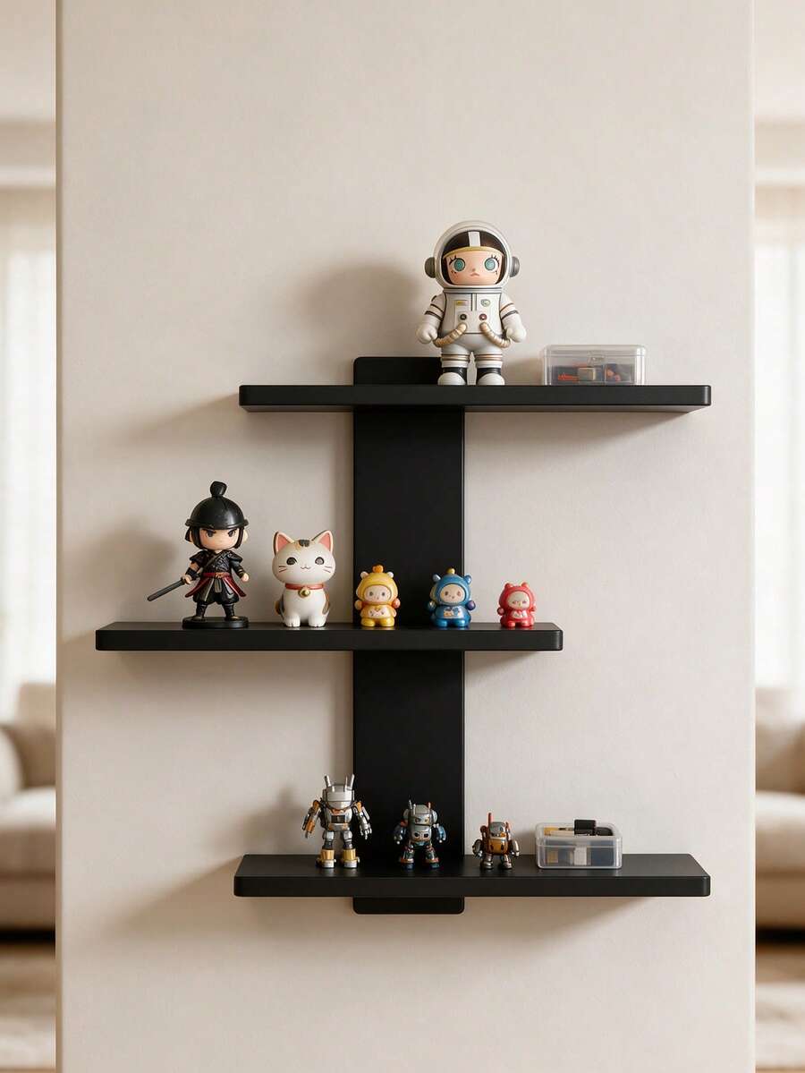 1pc No-Drill Wall-Mounted Storage Rack, Wall Shelf, Figure Display Stand, Craft Display Rack, Suitable For Bathroom, Living Room, Bedroom And Kitchen, Can Be Used To Store Books And Decorate Room - Multicolor - View 1
