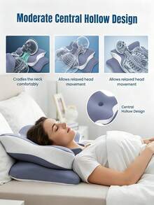 1pc Ergonomic Memory Foam Butterfly Neck Pillow With C-Shape/Dual Height Adjustment, Comes With Transparent Support Cover, Suitable For Side, Back And Stomach Sleeping Positions, Perfect For Light Sleepers And Insomniacs, Travel Pillow, Home Sleep Pillow For Back To School - One Size Fits All - View 10