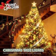 LED Christmas Indoor String Lights, 2M/6.5FT Waterfall Tree Lights, USB Powered, High Brightness Fairy Lights, 8 Modes, Suitable For Garden, Patio, Home, Christmas Tree Decoration - Warm Color - View 2