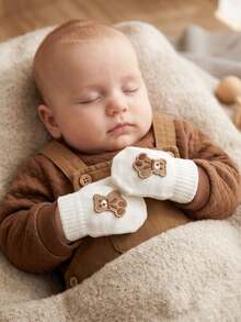 3 Pairs Embroidered Bear Cartoon Knitted Gloves For Boys, Full Finger, Candy Color, Thickened For Autumn/Winter - 3 Pairs - View 10
