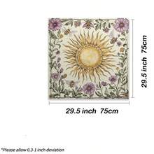 1pc Vintage Sun Bee Floral Tarot Cloth, Purple Wildflower Botanical Altar Tablecloth, Cottage Witch Divination Mat, Mystical Nature Spiritual Home Decor Tapestry - Black - View 8