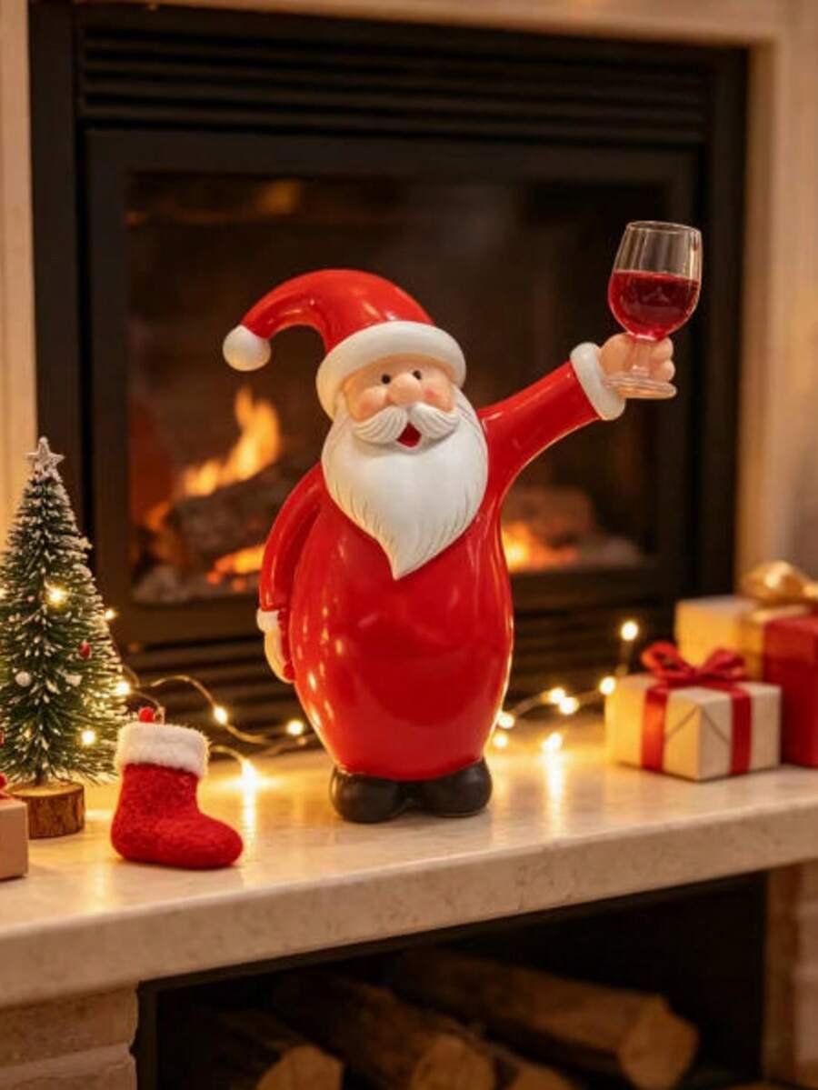 1pc Collectible Figurines Raising Cup Santa Claus Resin Ornament, White Beard Raising Cup Pose Santa Claus Statue, Christmas Theme Decoration, Suitable For Holiday Party Atmosphere Desktop Decor, Wine Cabinet, Entryway, Bookshelf, Office Desk Arrangement, Christmas Season New Year Gathering Dining Table Decoration, Suitable For Home Enthusiasts And Gift Buyers, Christmas Theme Home Decor Craft