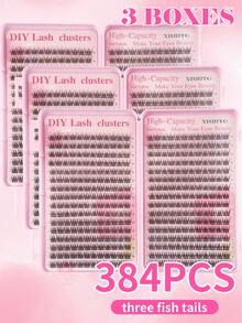 Special Offer Multi-Box Set (1/2/3 Boxes, 384 Clusters) - D Curl Large Capacity Eyelash Tray, Premium Quality Low Price, New DIY Eyelashes, Fluffy Soft 3D Faux Mink False Eyelashes, Lightweight And Comfortable, Suitable For DIY Lash Extension Makeup Effect - D - View 12